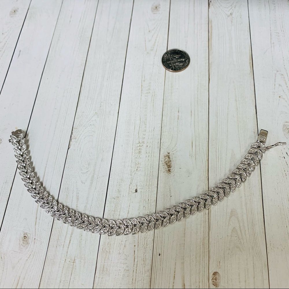 Silver Leaf Beaded Metal Work Bracelet‎